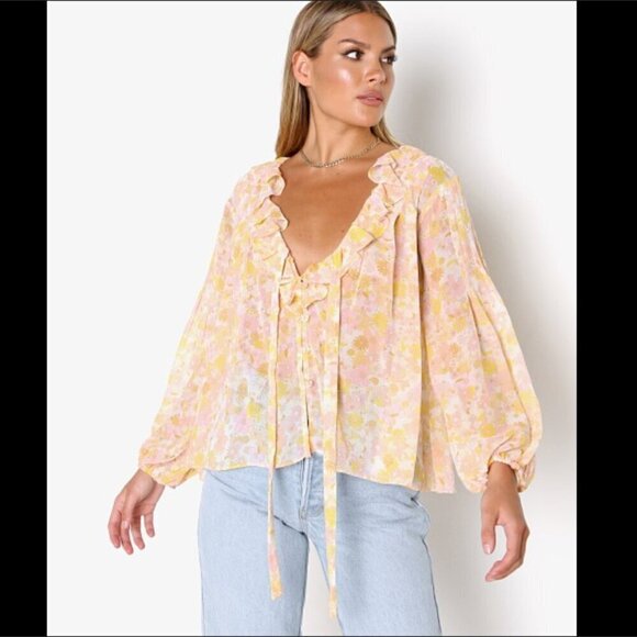 For Love And Lemons Tops - For Love & Lemons Melanie Blouse European Summer Floral Size Medium